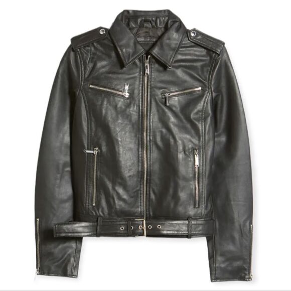 NWT Sam Edelman Black Leather Moto Jacket Size Small  - Picture 3 of 9
